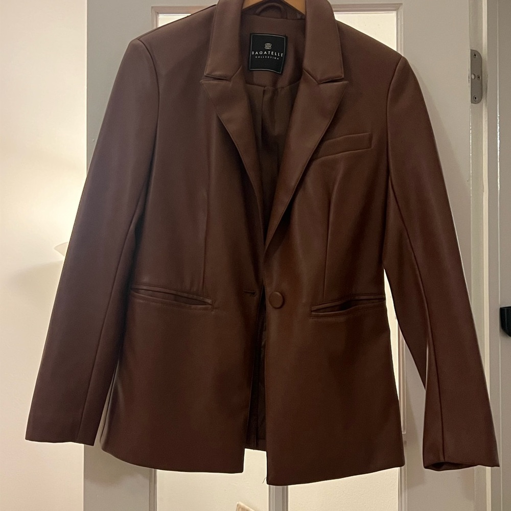 Brown leather blazer